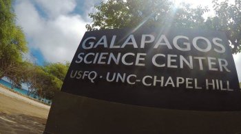 Sign outside the Galapagos Science Center.