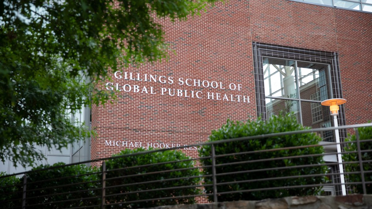 The exterior of Gillings School of Global Public Health