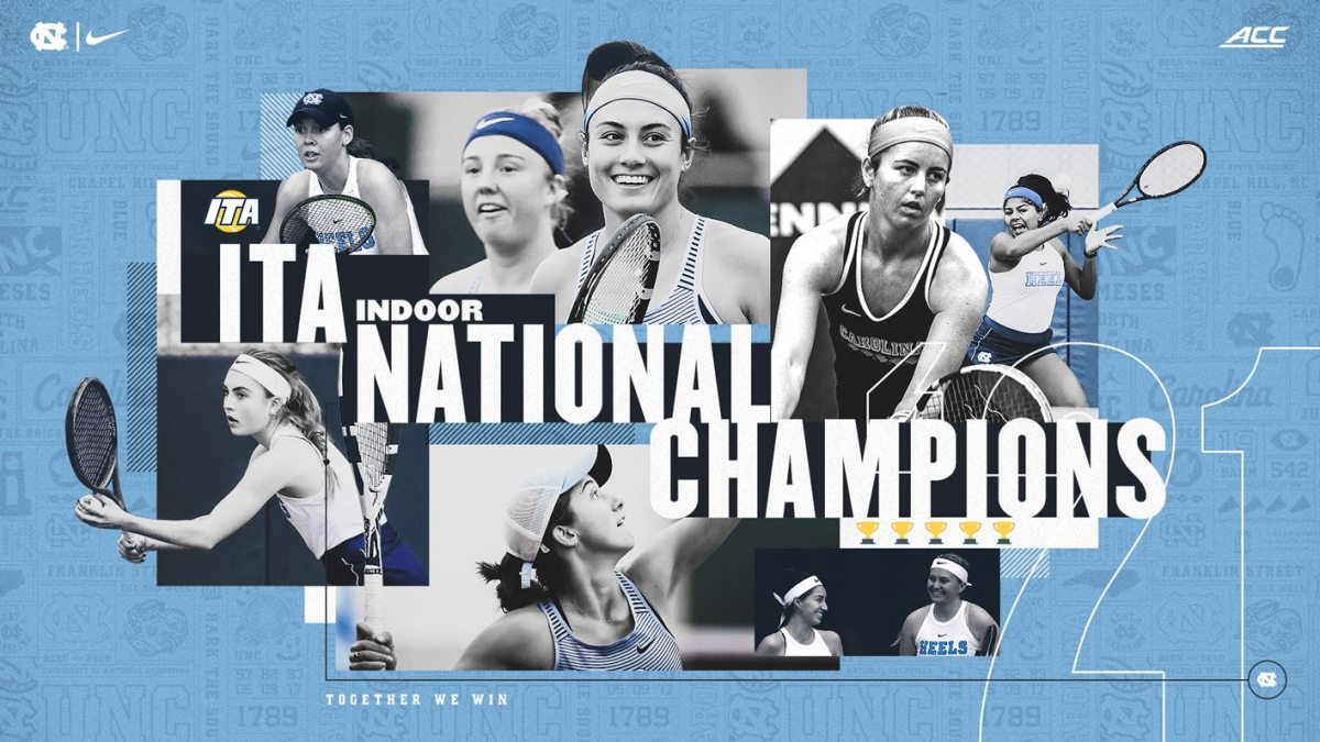 Graphic with several images of Carolina tennis players