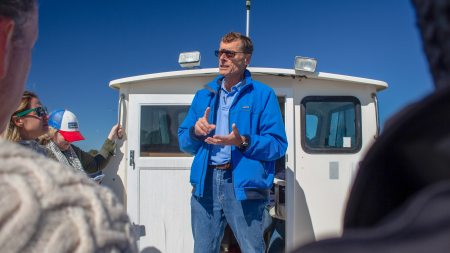 Rick Luettich leads a tour of the Neuse River