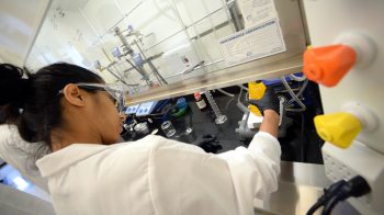 A student working in a research lab.