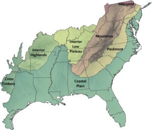 Range map of the region covered by the Southeastern Flora Project.