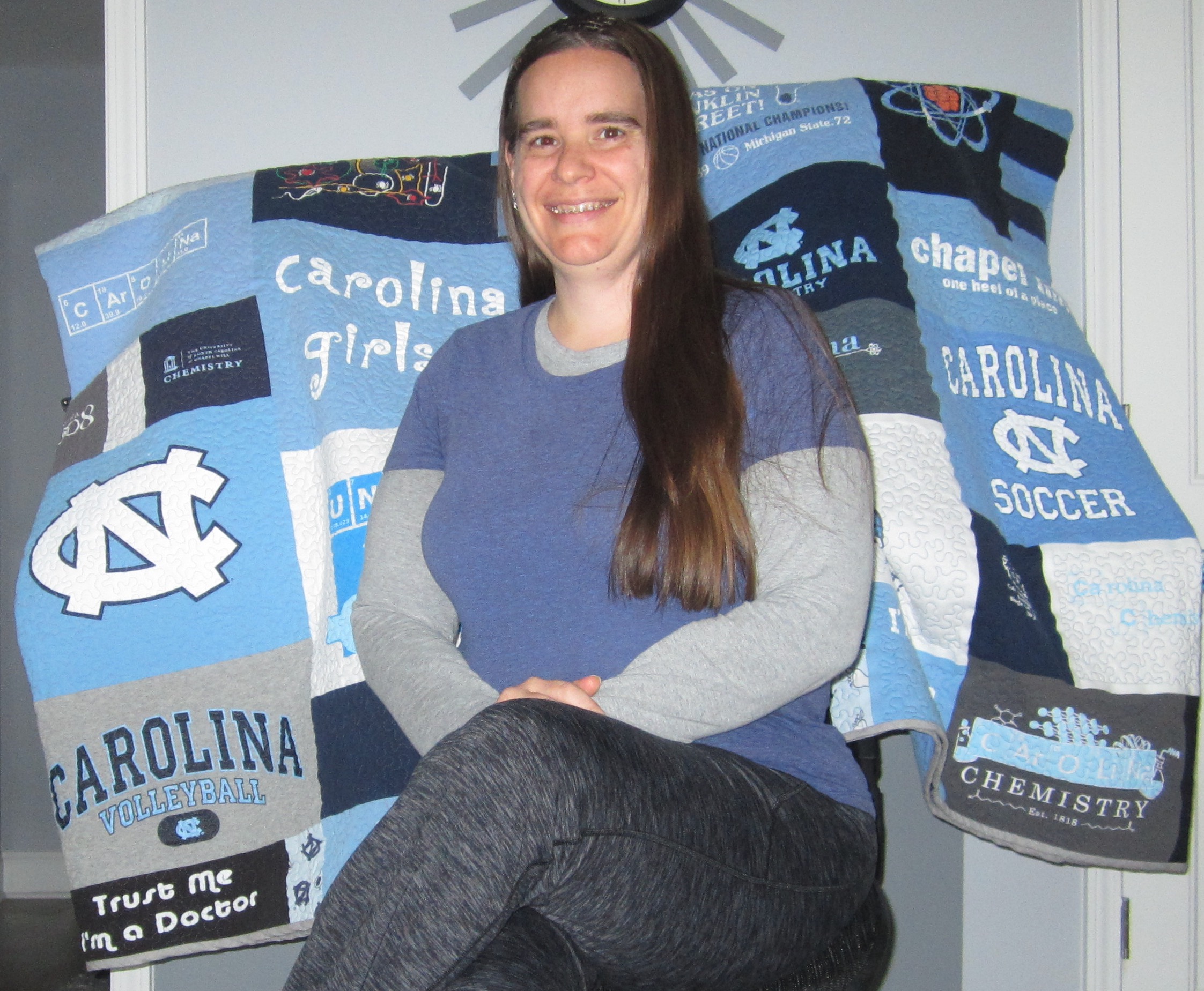 Proctor used UNC T-shirts she has collected since 2007 to make a memory quilt. (Contributed photo)