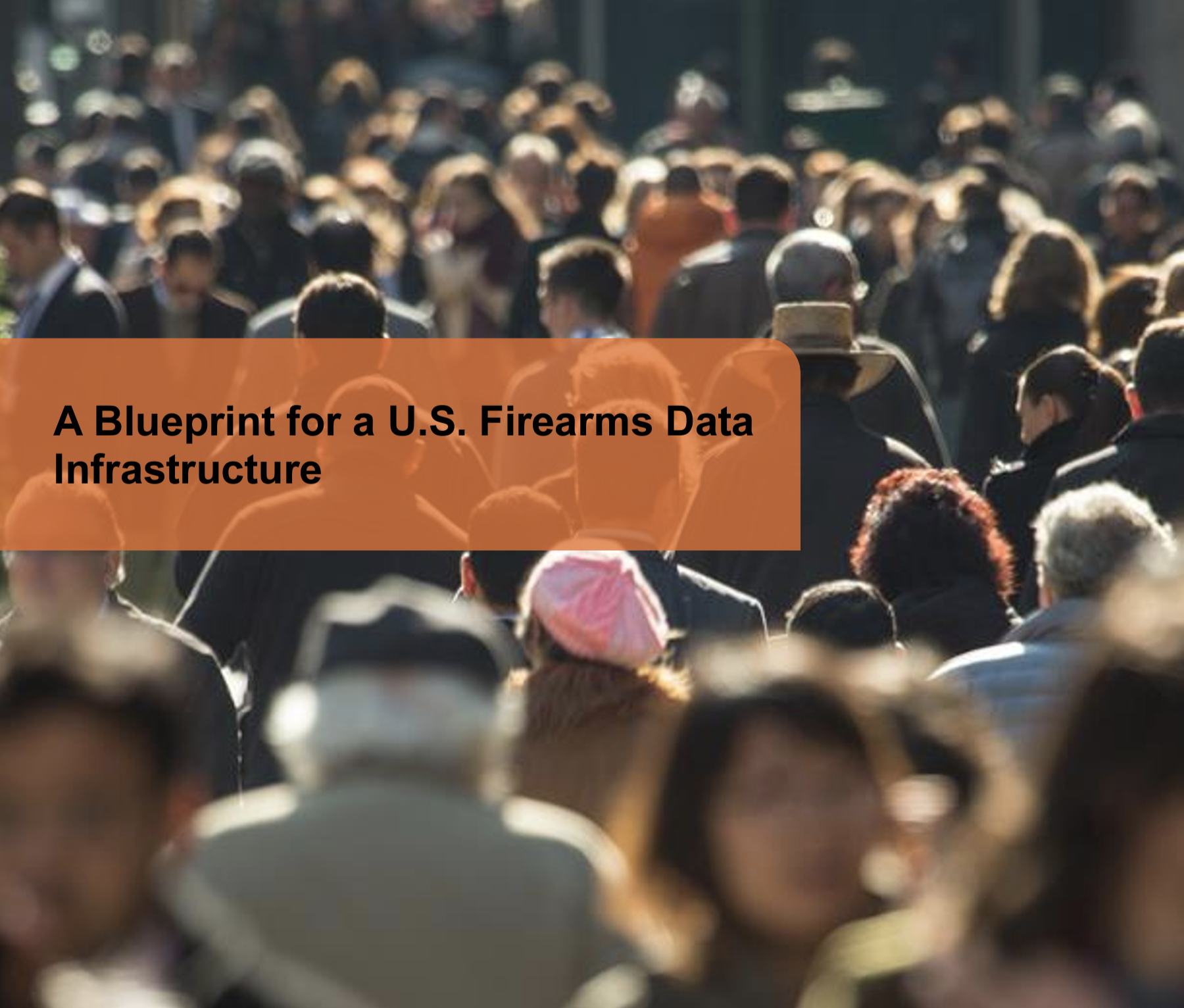cover of report showing a crowd of people and text: A Blueprint for a U.S. Firearms Data Infrastructure
