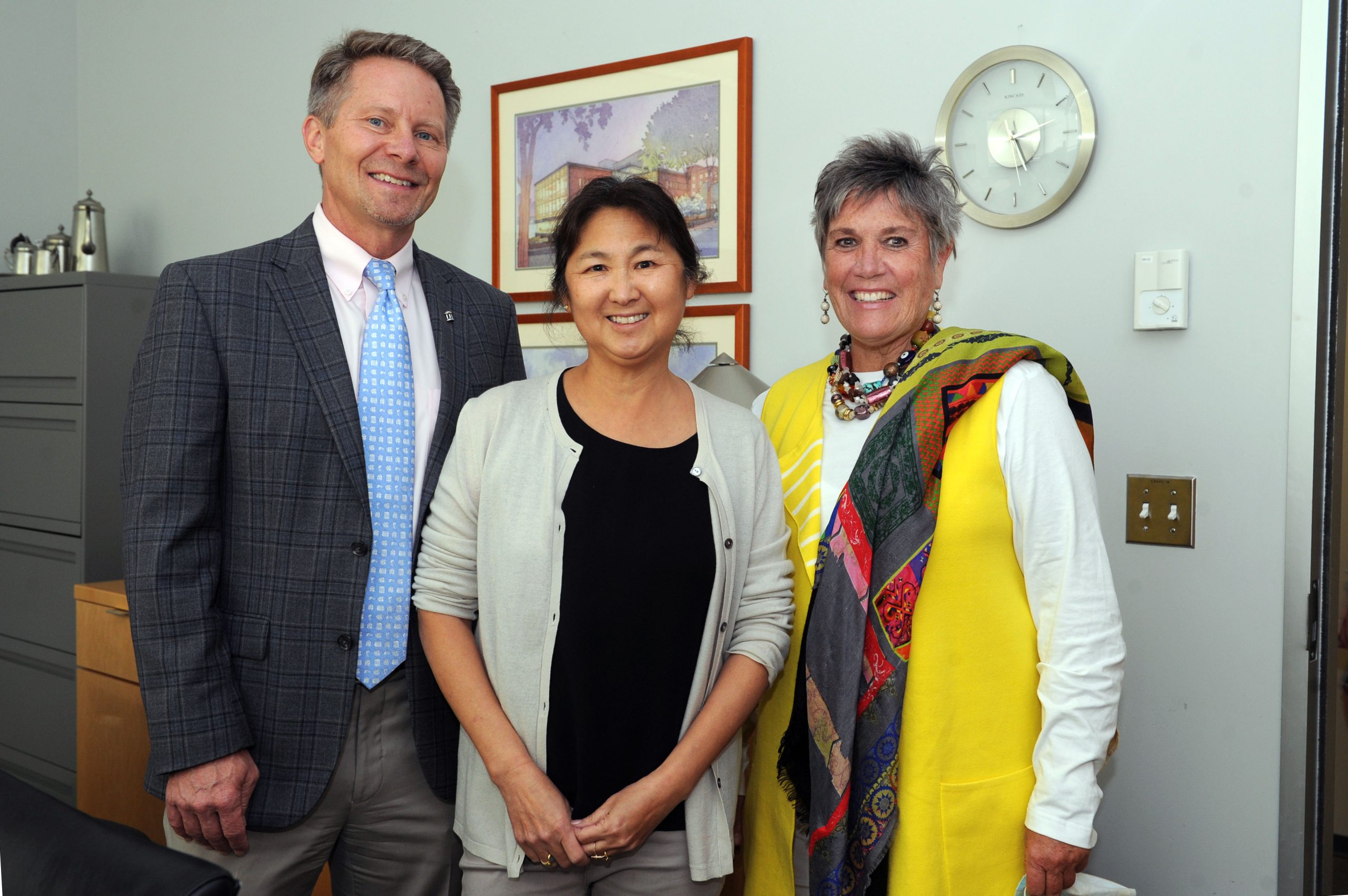 Portrait of Kevin Guskiewicz, Maya Lin and Terry Rhodes