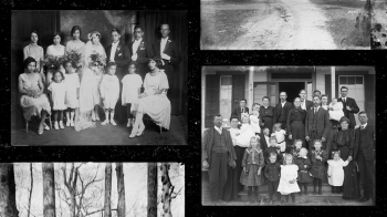 one showing an all-Black family at a wedding and the other showing an all-white family on the front porch of a house. Both photos are from University Libraries Southern Historical Collection and from the North Carolina Collection.|Sarah Carrier.|A list of births and names of enslaved people from the a. John Edwin Fripp Papers #869