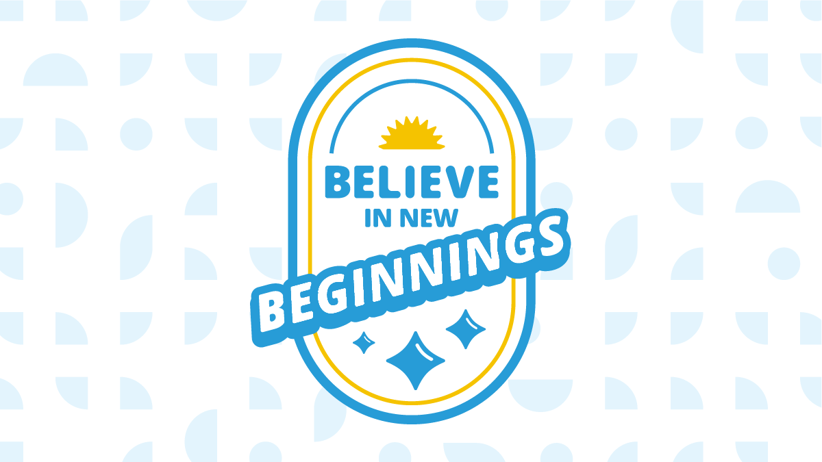 logo shield with words Believe in New Beginnings