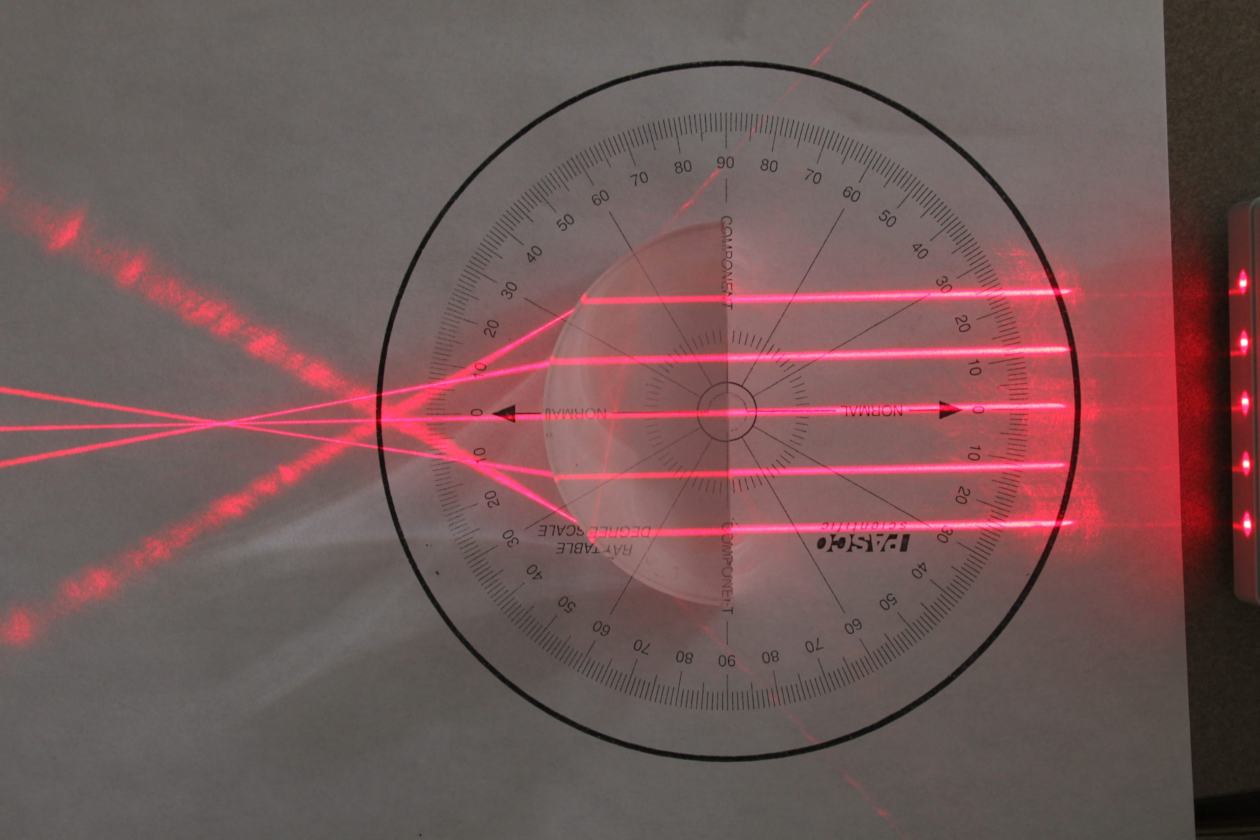 Screenshot of parallel rays measurement