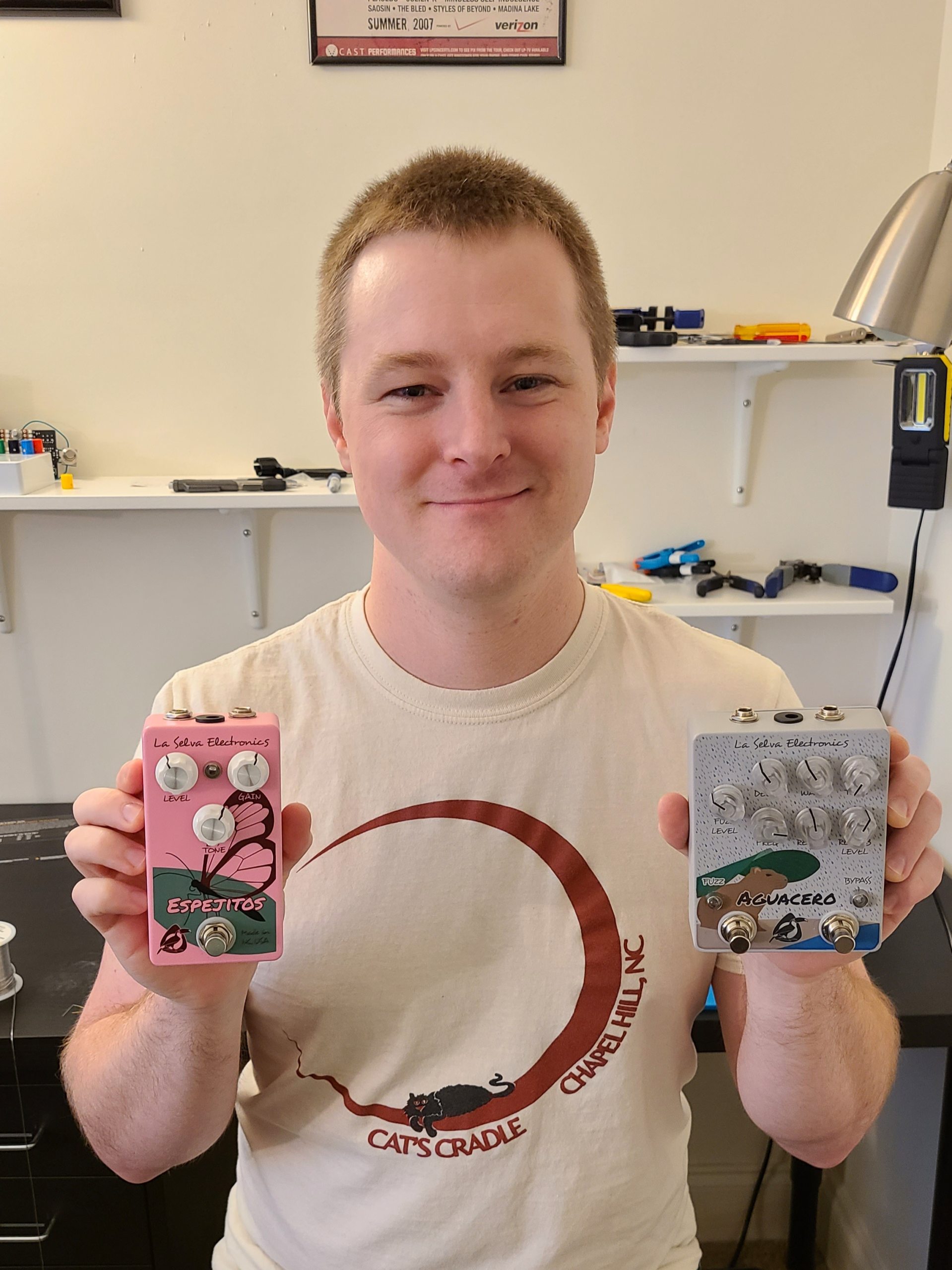 Brett Piper has been making audio effect pedals for electric guitars. 