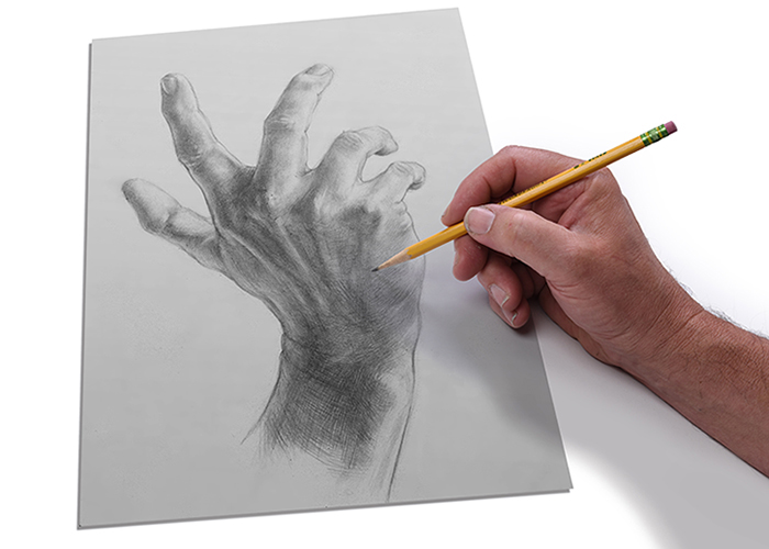 A sketch of a human hand that Schornak made as a student.