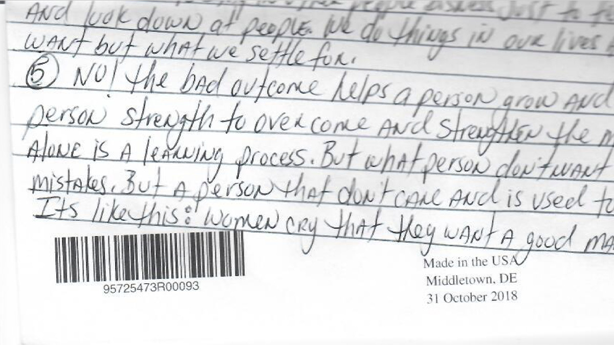 snapshot of part of a letter written from prison.