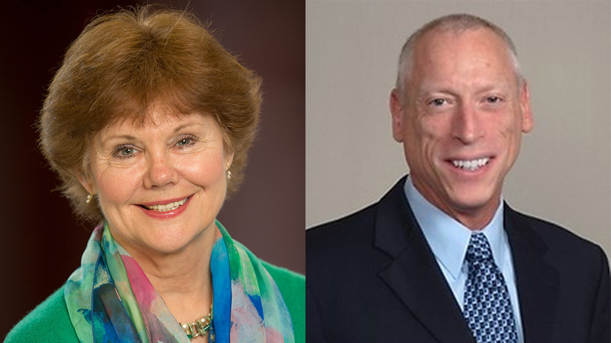 Two headshots side by side of Jean Davison and Robert Dodge.