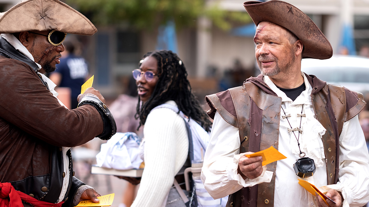 Emergency volunteers dressed as pirates