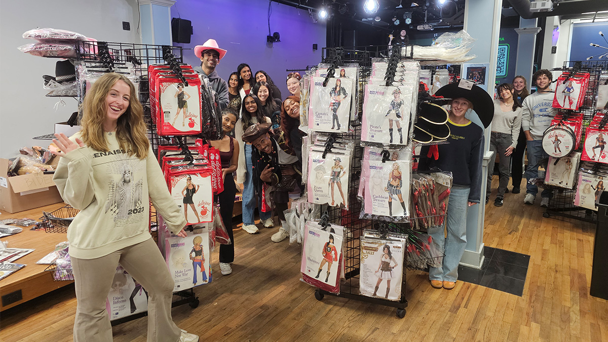 UNC-Chapel Hill business students in a pop-up Halloween shop they opened.